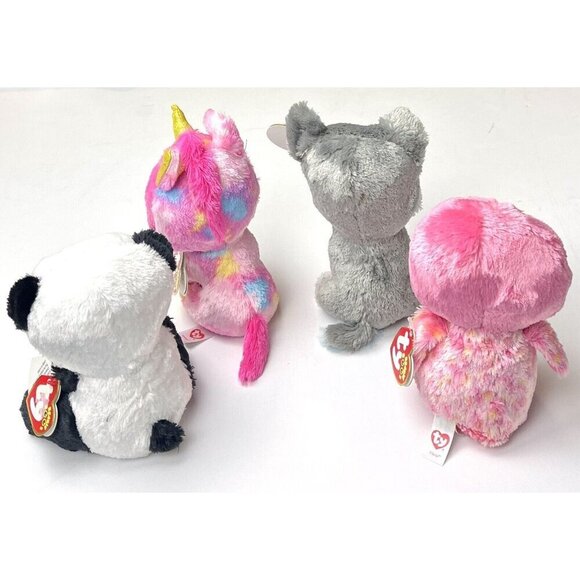 LOT 4 TY Beanie Boos CHILLZ Penguin CUTIE PIE Panda SLUSH Husky FANTASIA Unicorn - Picture 3 of 3